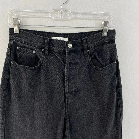 Pacsun Dad Jeans Joan Womens 27 Black Denim Pockets Straight Leg Distressed - Picture 6 of 10